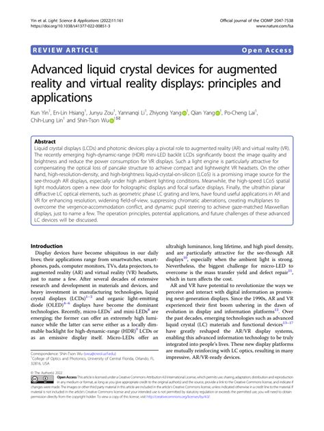 crystalized reality|Advanced liquid crystal devices for augmented reality and virtual .